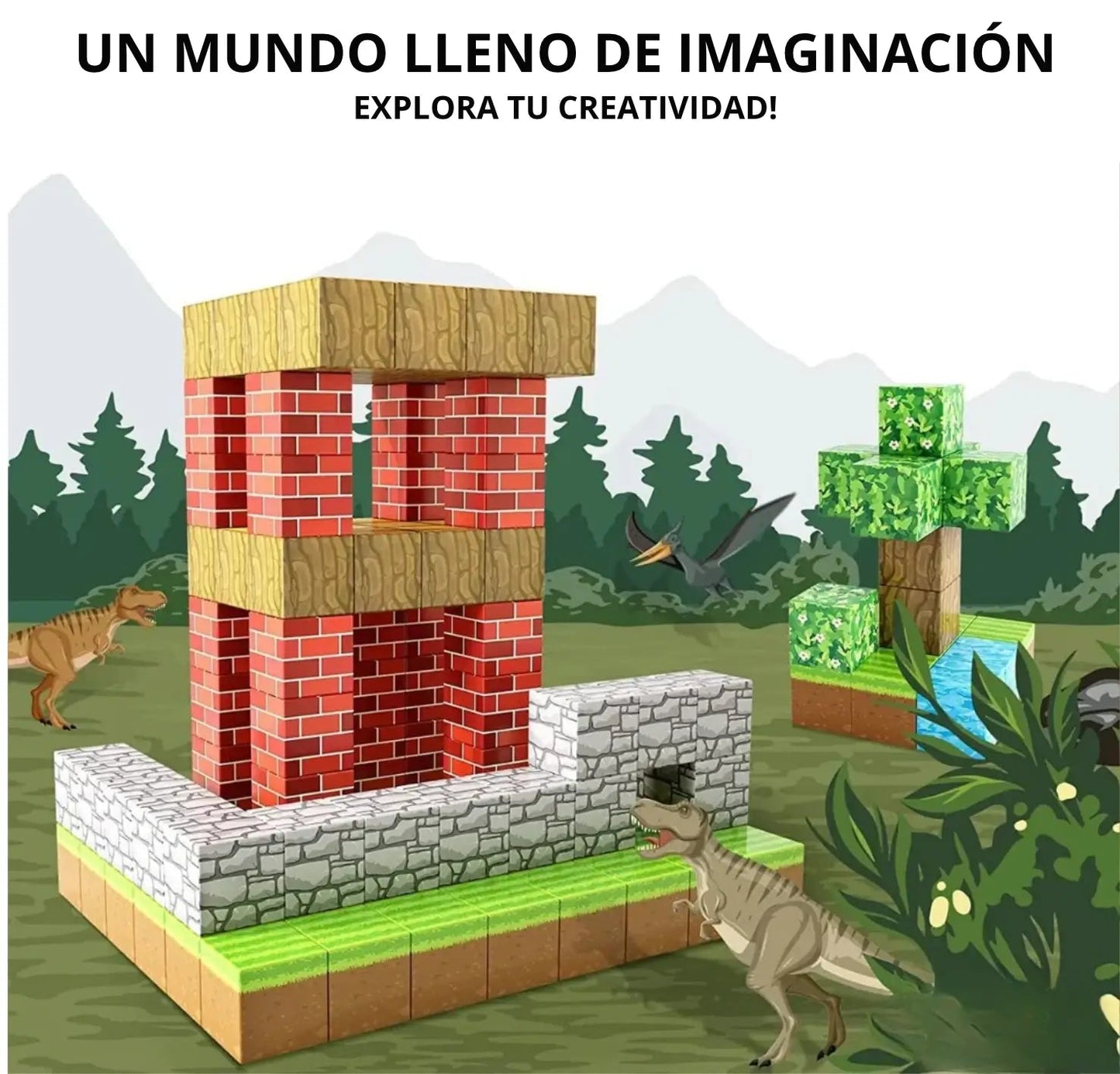 Bloques de Construcción Magnéticos tipo Minecraft - 48 / 64 / 75 piezas